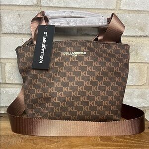 Karl Lagerfeld Brown Logo Crossbody Purse NWT